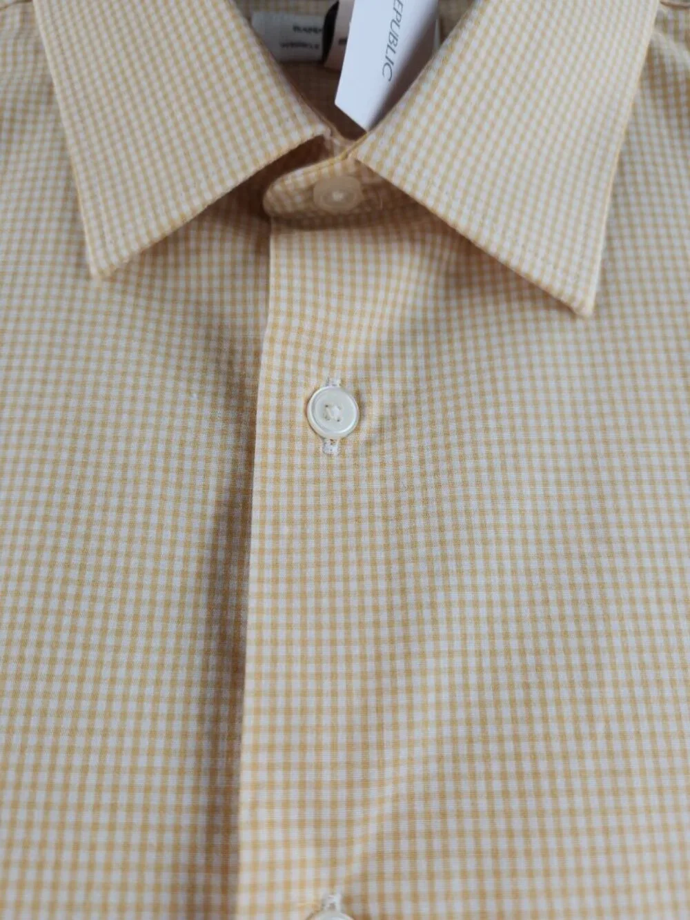 NWT Banana Republic Long Sleeve Button Up Shirt Yellow Check Medium Slim Men